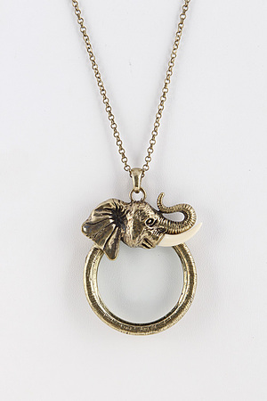 Elephant Circle Pendant Necklace 5ICI10